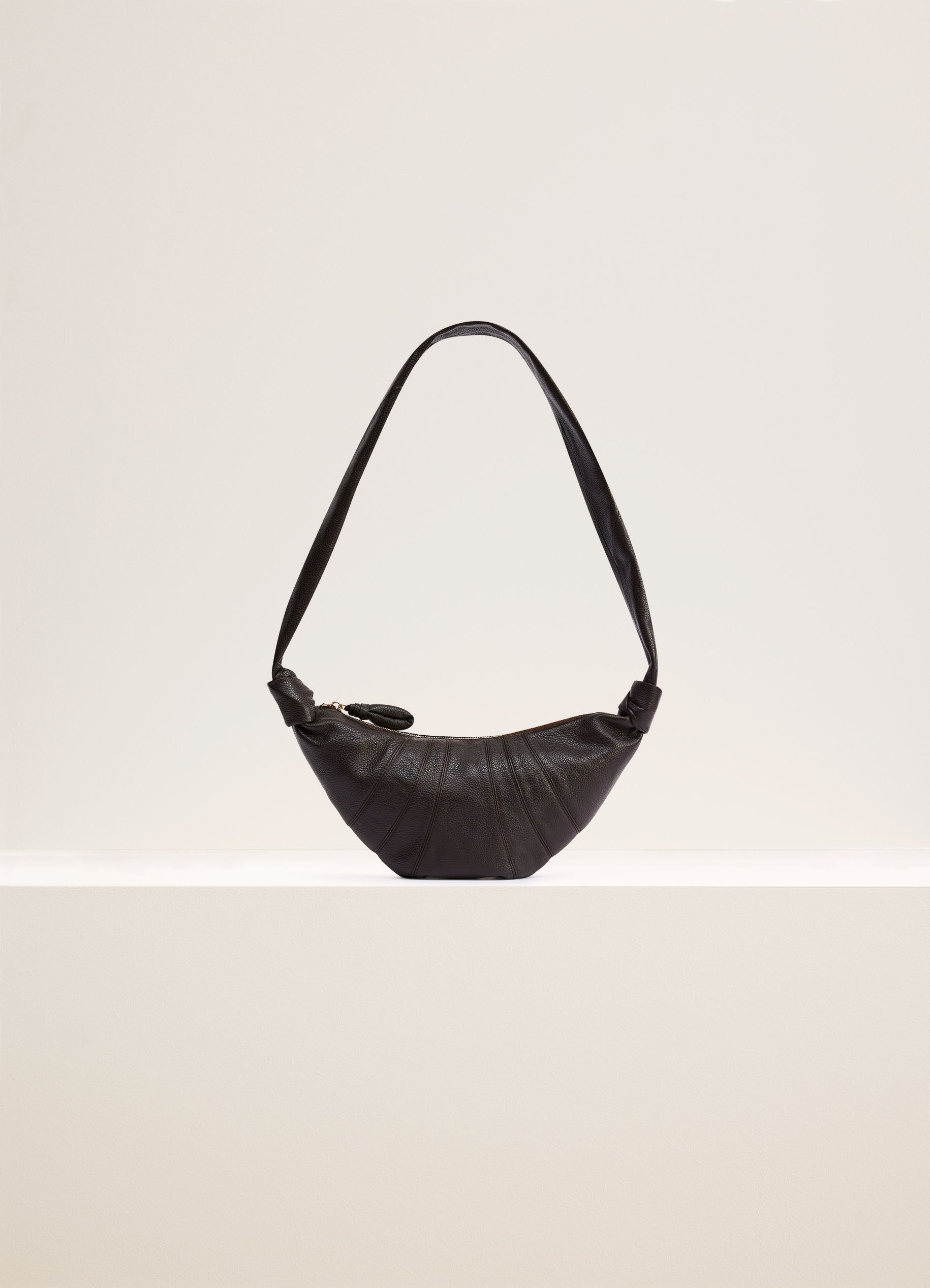 Dark Chocolate Small Croissant Bag in Soft Grained Leather | LEMAIRE