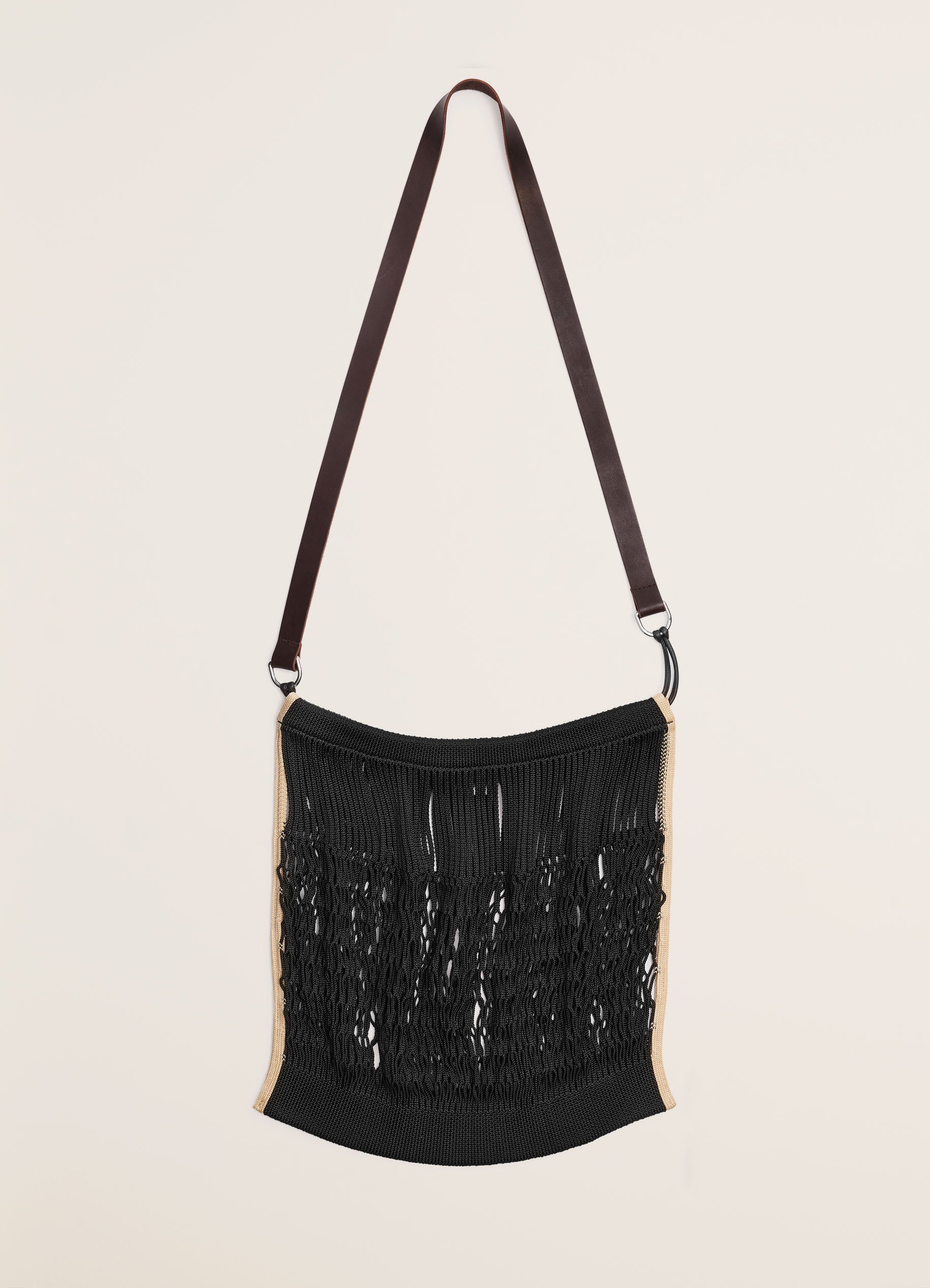 Black Large Crossbody Filt Net Shopping Bag in Nylon Net