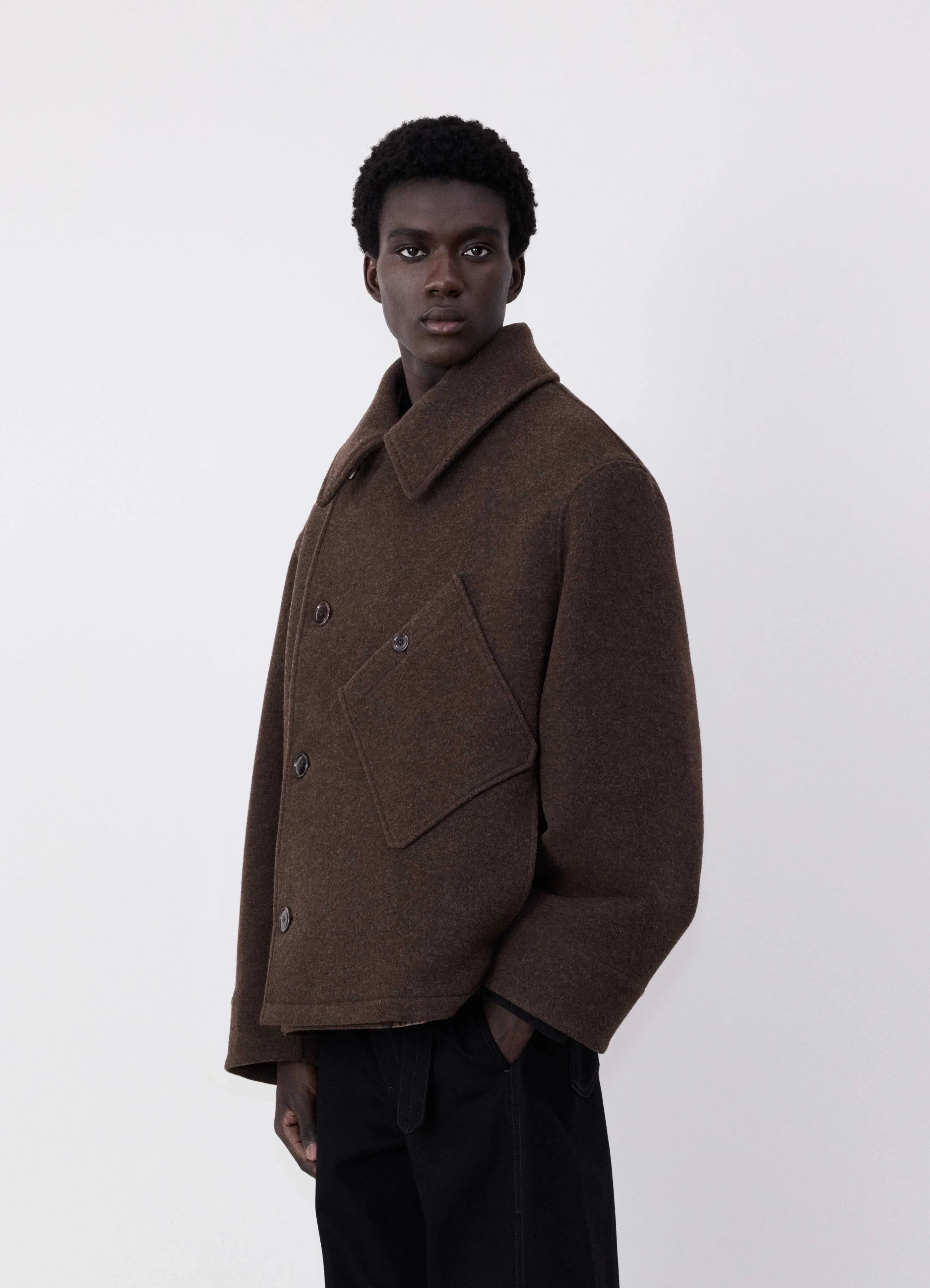 Brown Chine Dispatch Peacoat LEMAIRE