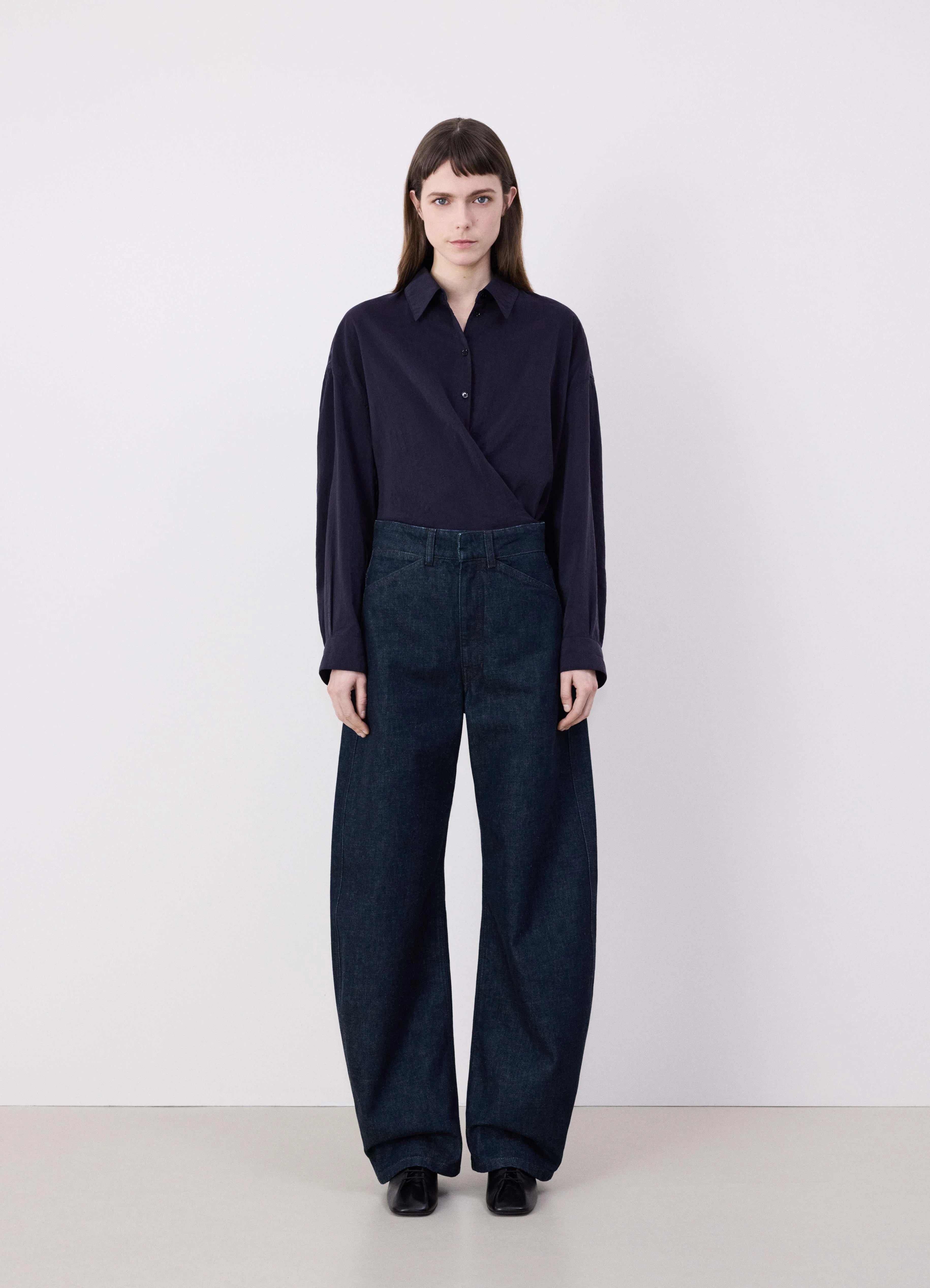 Denim Indigo High Waisted Curved Pants | LEMAIRE