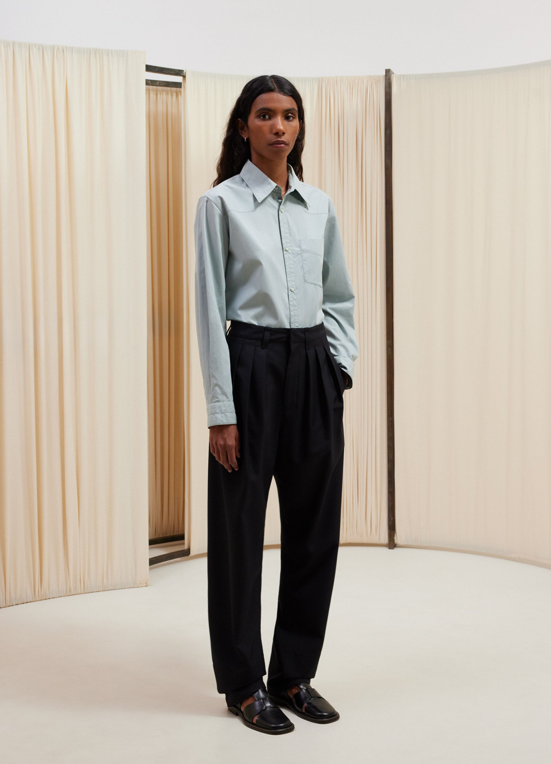 high-waisted pleated trousers, LEMAIRE
