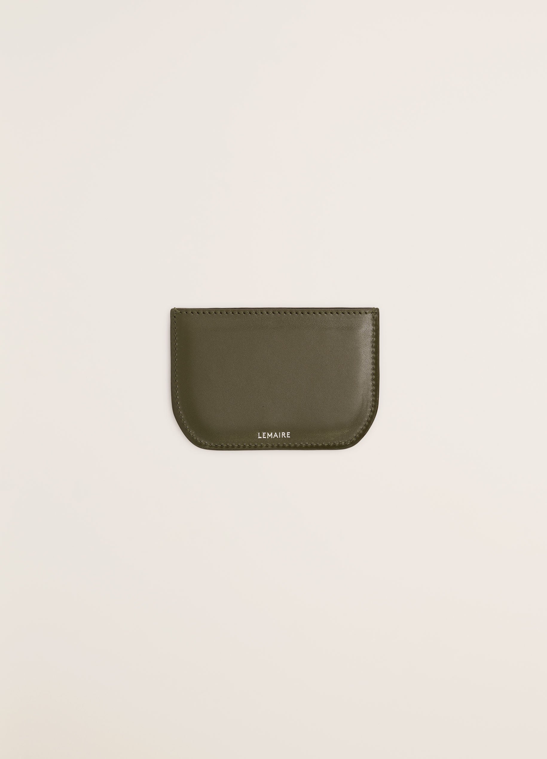 Khaki Moss Calepin Card Holder in Shiny Box Leather | LEMAIRE