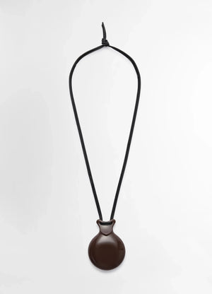 Lemaire Castanet Necklace in Dark Brown Resin, product shot, Front View Minimalist Design