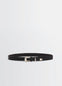 Lemaire Minimal Western Belt in Black Smooth Leather, product shot, Front View Double Fastening