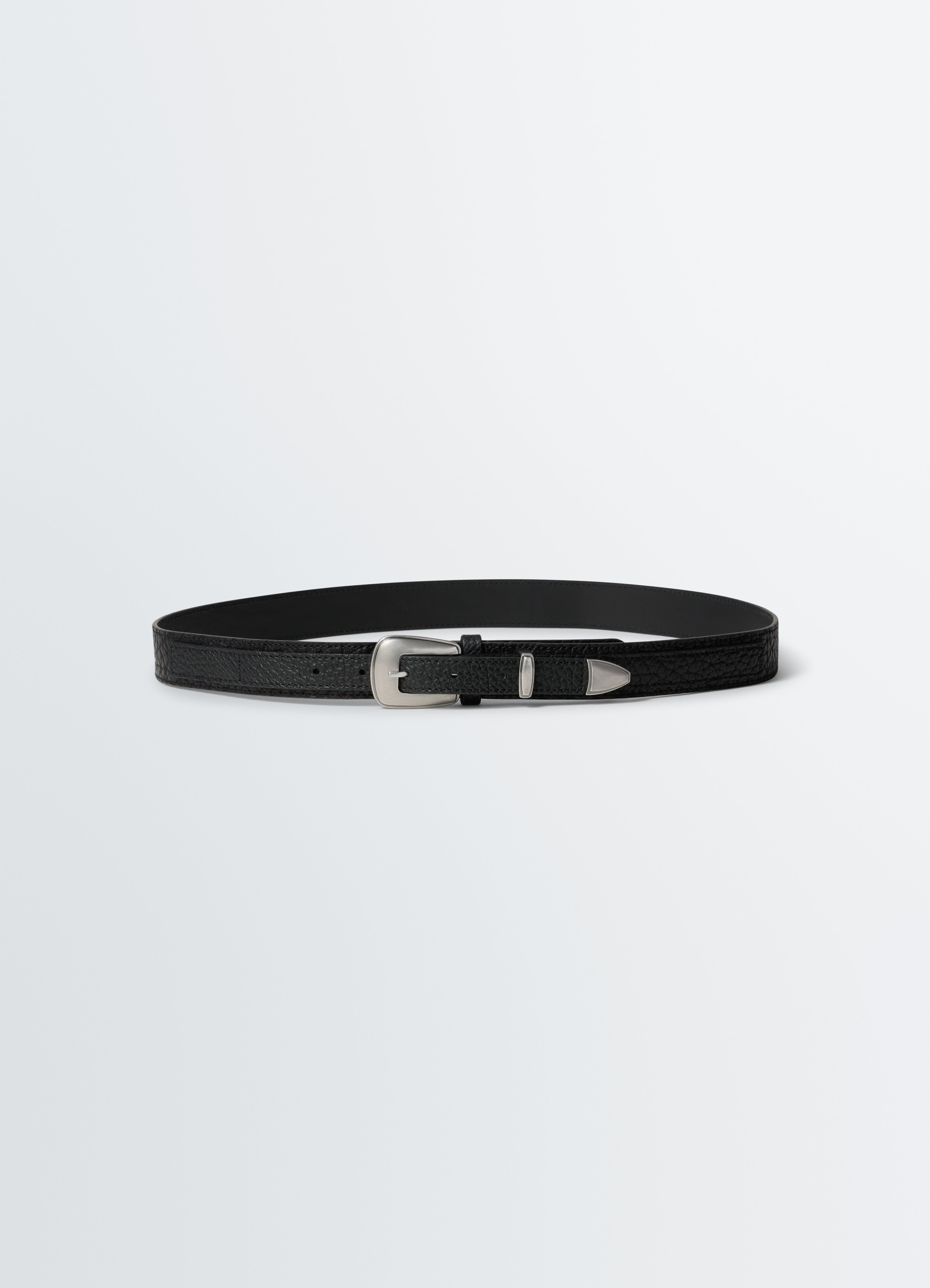MINIMAL WESTERN BELT IN LEATHER - Black - Grained Cow Leather