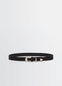 Minimal Western Belt in Grained Leather, product shot, Front view Double fastening system