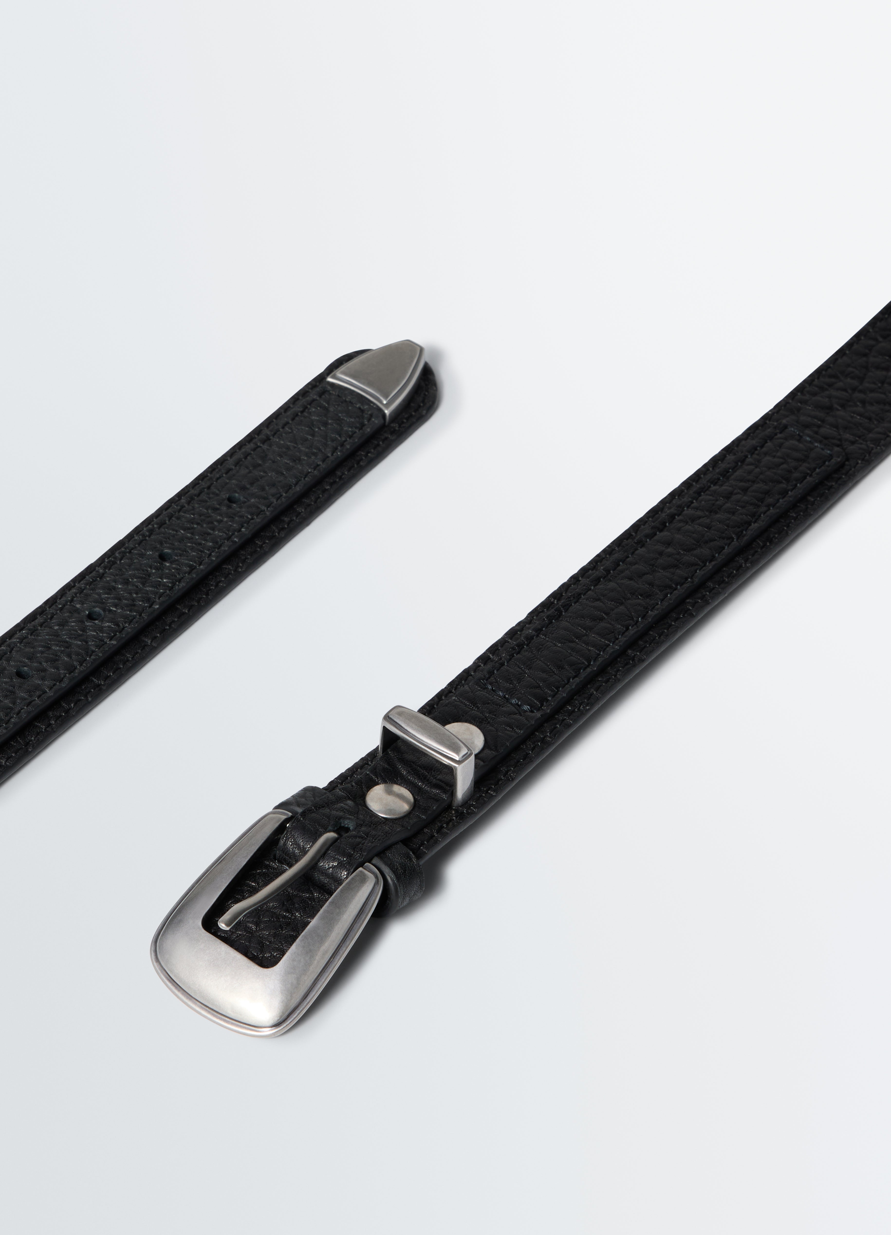 MINIMAL WESTERN BELT IN LEATHER - Black - Grained Cow Leather