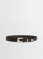 Minimal Western Belt in Grained Leather, product shot, Front View Double Fastening