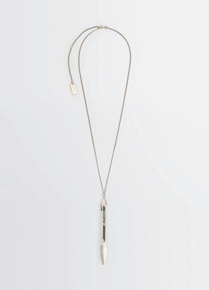 Aubock Pen Necklace in Silver Metal, product shot, Front view Minimal design