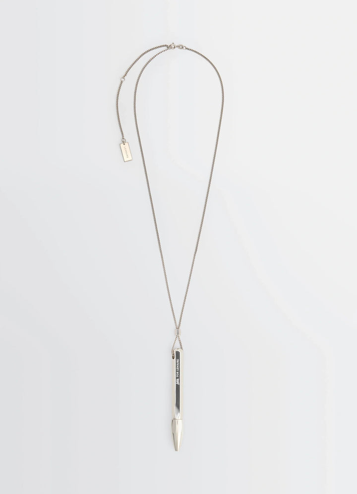Aubock Pen Necklace in Silver Metal, product shot, Front view Minimal design