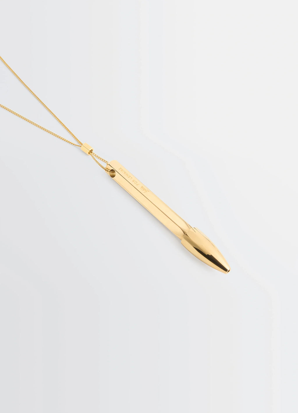 AUBOCK Pen Necklace in Gold Tone Metal, product shot, angled top view sleek chain design