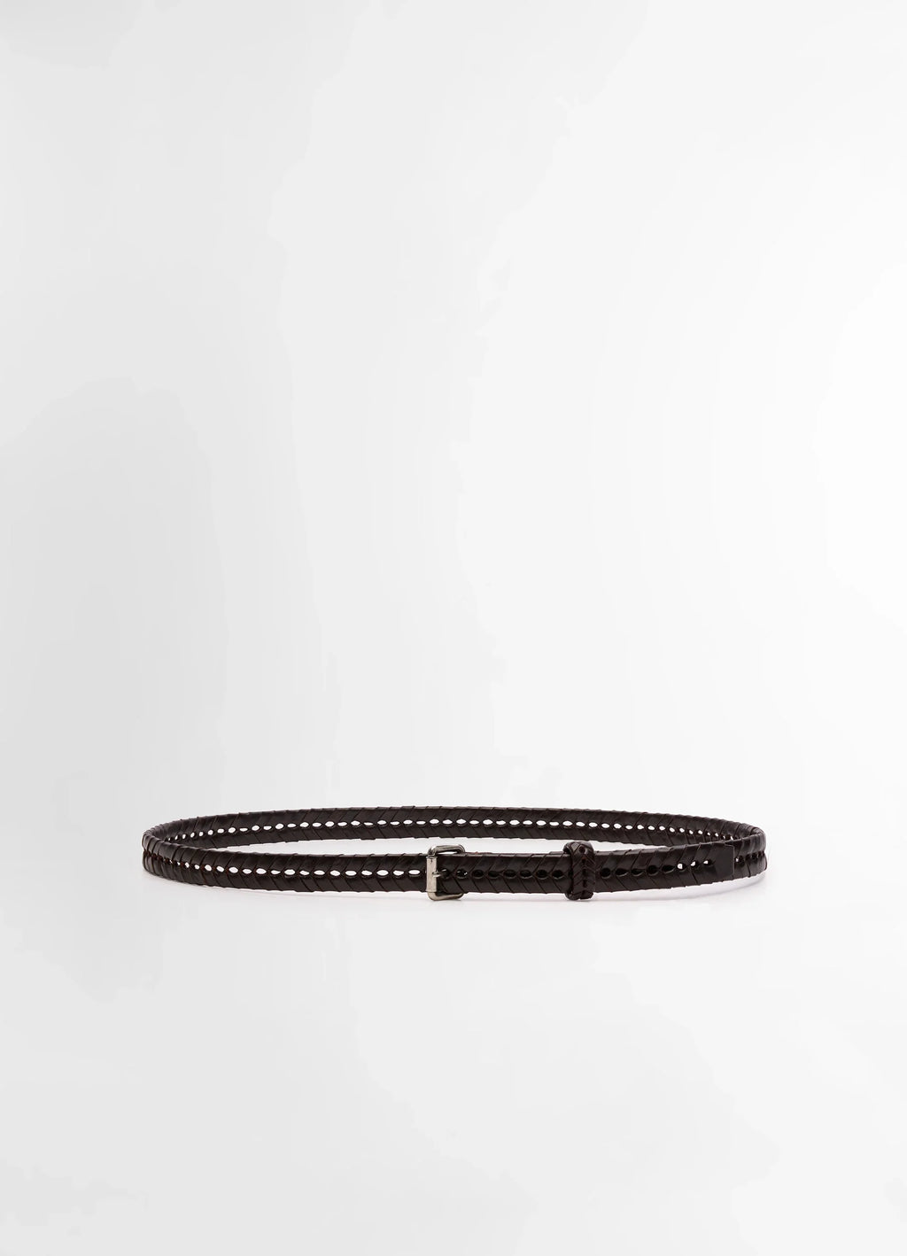 Lemaire Braided Belt 20 in Smooth vegetable-tanned leather, product shot, Front view Hand-braided design