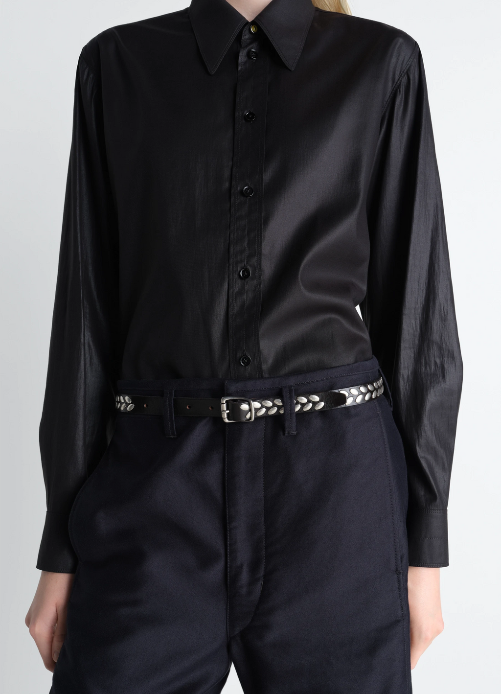 ALMOND STUD BELT 20 - Dark Brown - Vegetable Leather - Unisex