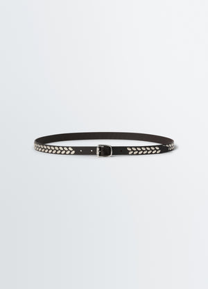 Almond stud belt 20 mm in leather