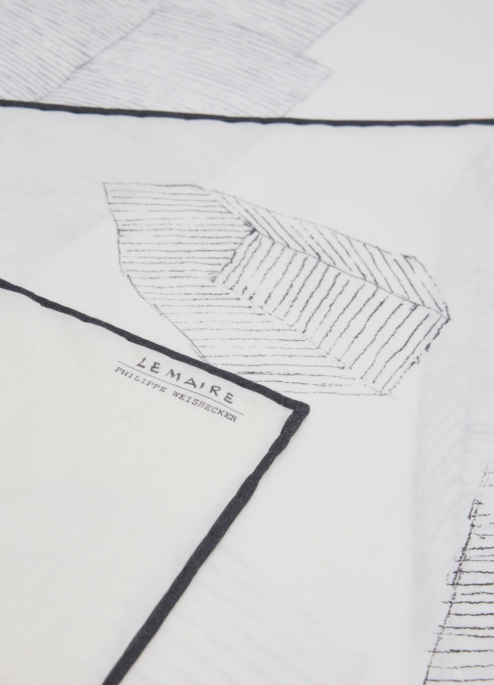 Philippe Weisbecker Bandana in 60 Green Houses Cotton, product shot, angled close-up folded corner detail