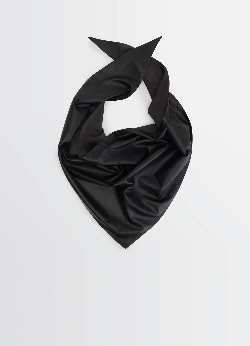 Large Leather Triangle Scarf in Nappa Lamb Leather, product shot, Top view Glossy finish