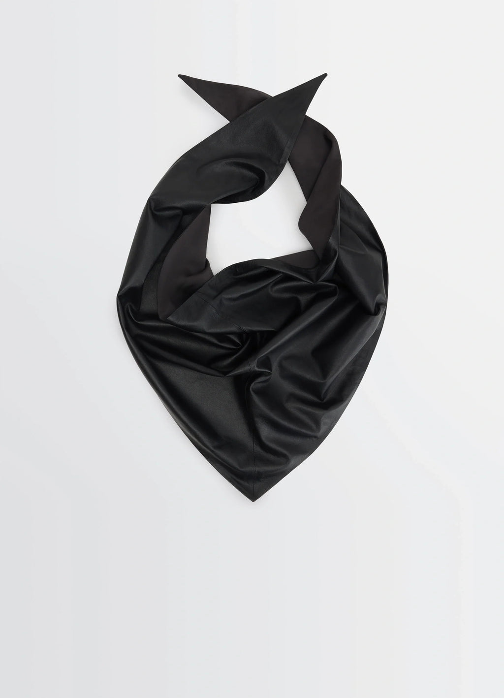 Large Leather Triangle Scarf in Nappa Lamb Leather, product shot, Top view Glossy finish