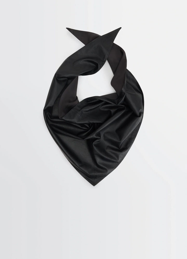 Large Leather Triangle Scarf in Nappa Lamb Leather, product shot, Top view Glossy finish