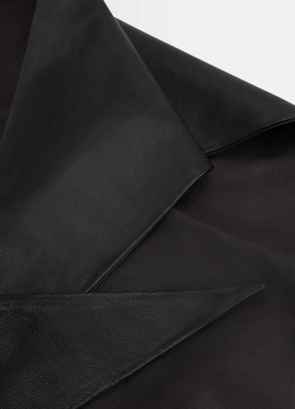 Large Leather Triangle Scarf in Nappa Lamb Leather, product shot, close-up side view matte texture