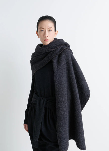 【美品】  LEMAIRE / ルメール | Maxi Fluffy Cocotte Scarf 大判 ストール スカーフ | チャコールグレー AC1261_LF1194_BK966_1_3c58becc