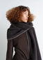 Lemaire Maxi Fluffy Cocotte in Charcoal Alpaca, model shot, Side view Oversized scarf