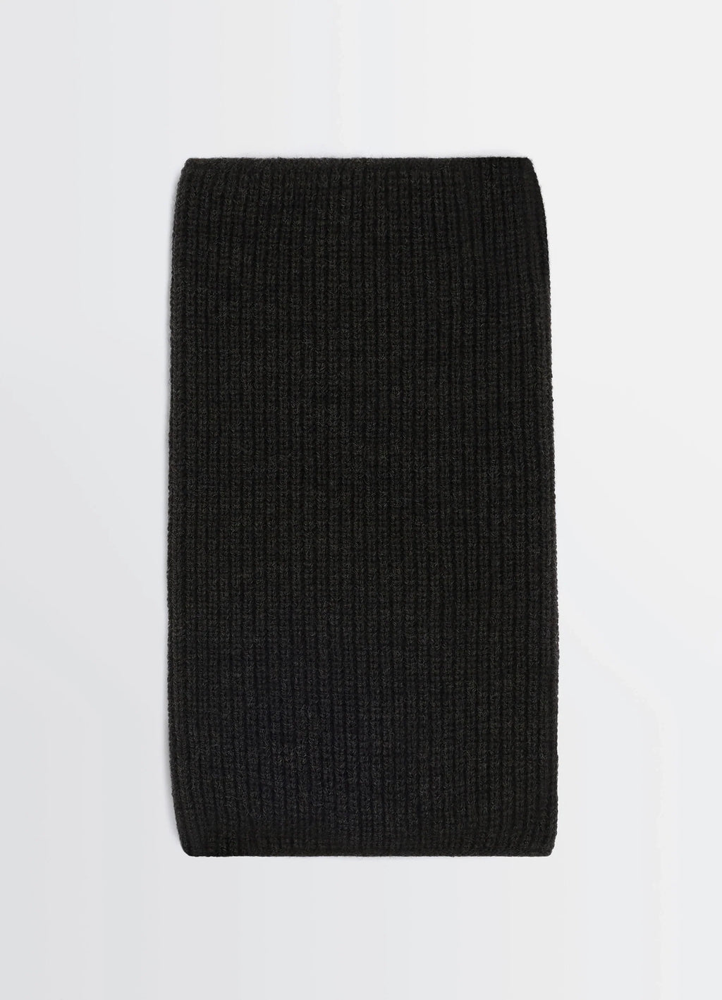 SNOOD in ribbed wool and alpaca blend, product shot, top view unfolded flat