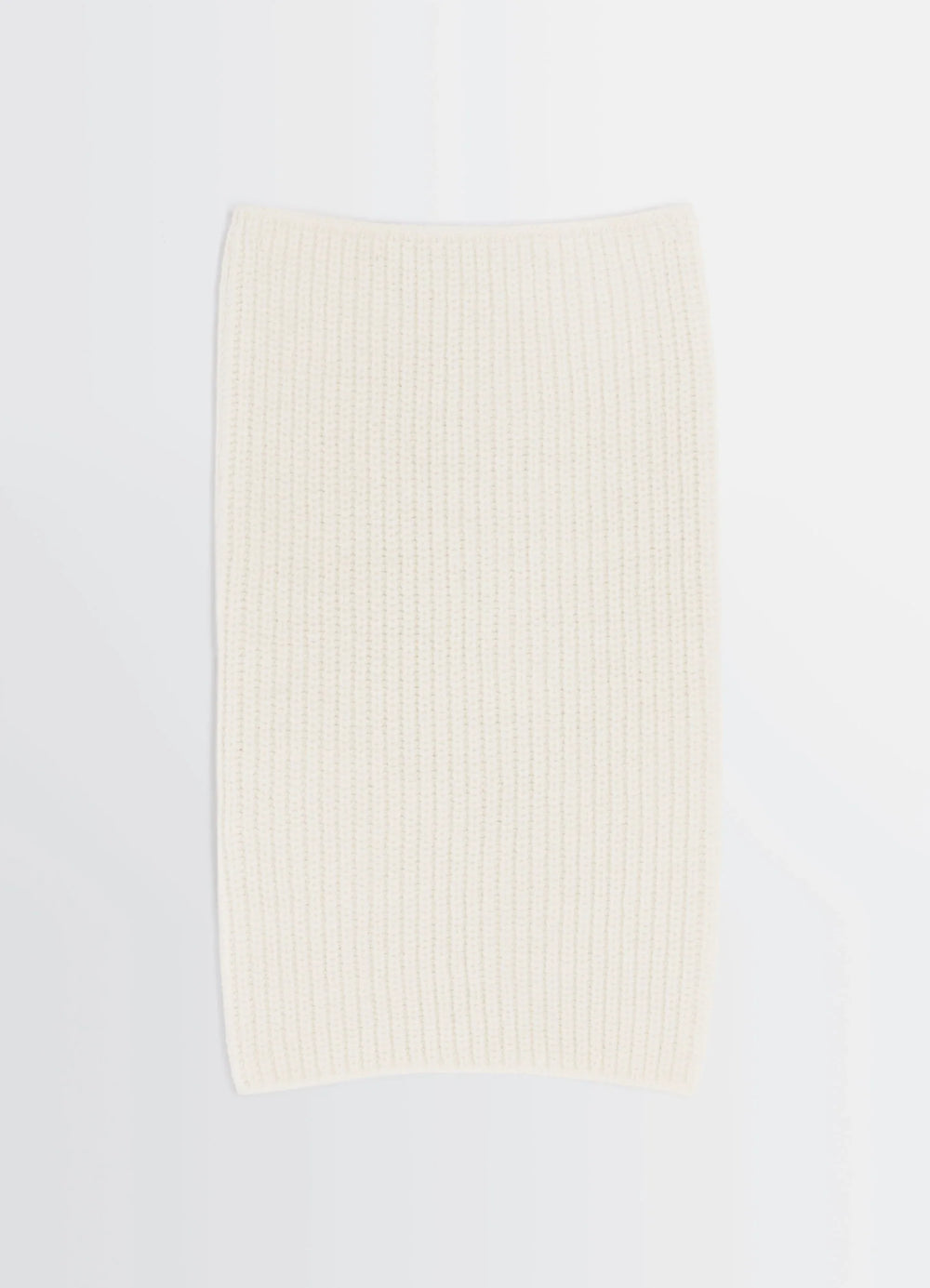 Ribbed Wool Alpaca Snood in Cream Wool Alpaca Blend, product shot, top-down view rectangular shape