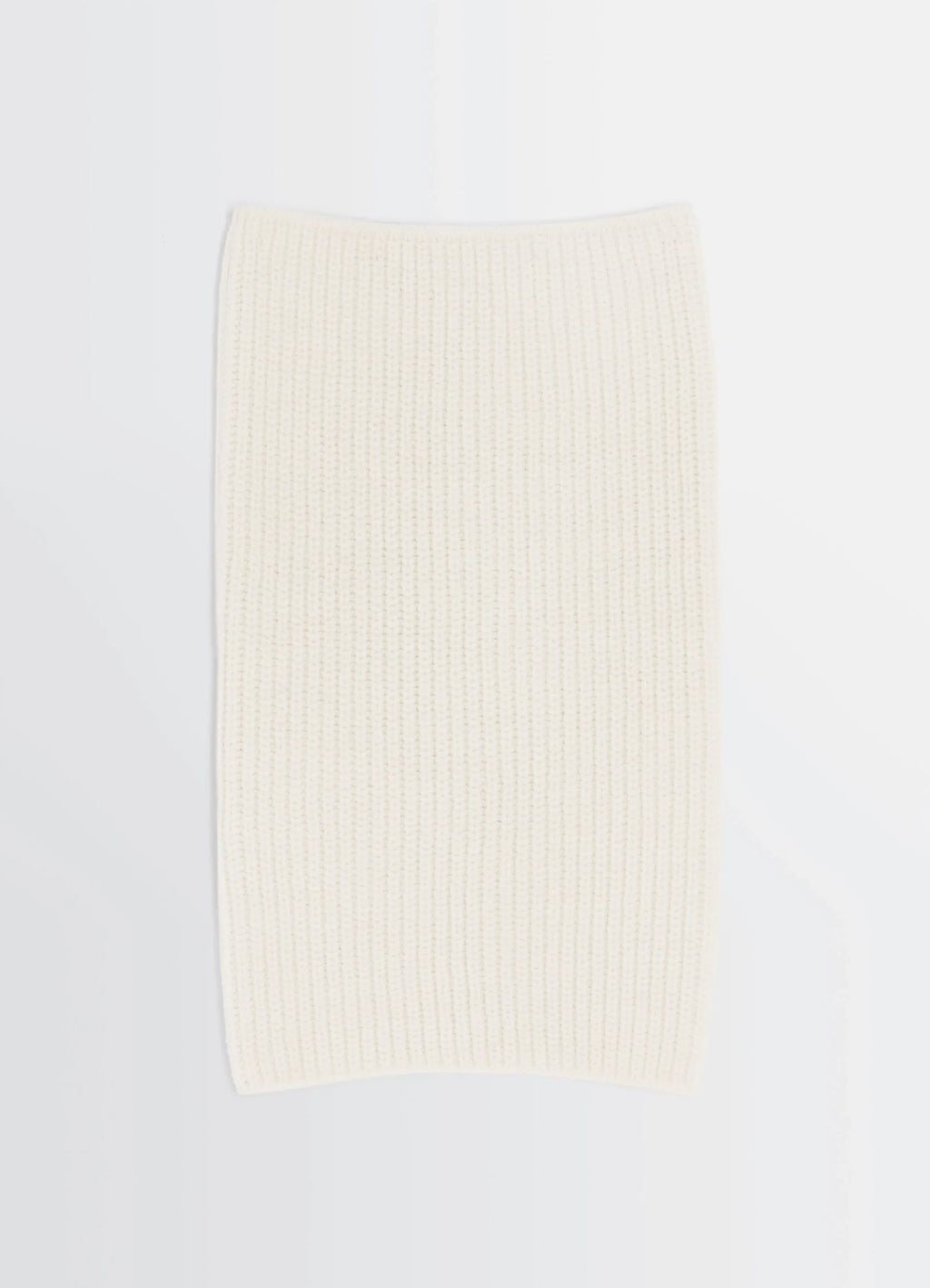 Ribbed Wool Alpaca Snood in Cream Wool Alpaca Blend, product shot, top-down view rectangular shape