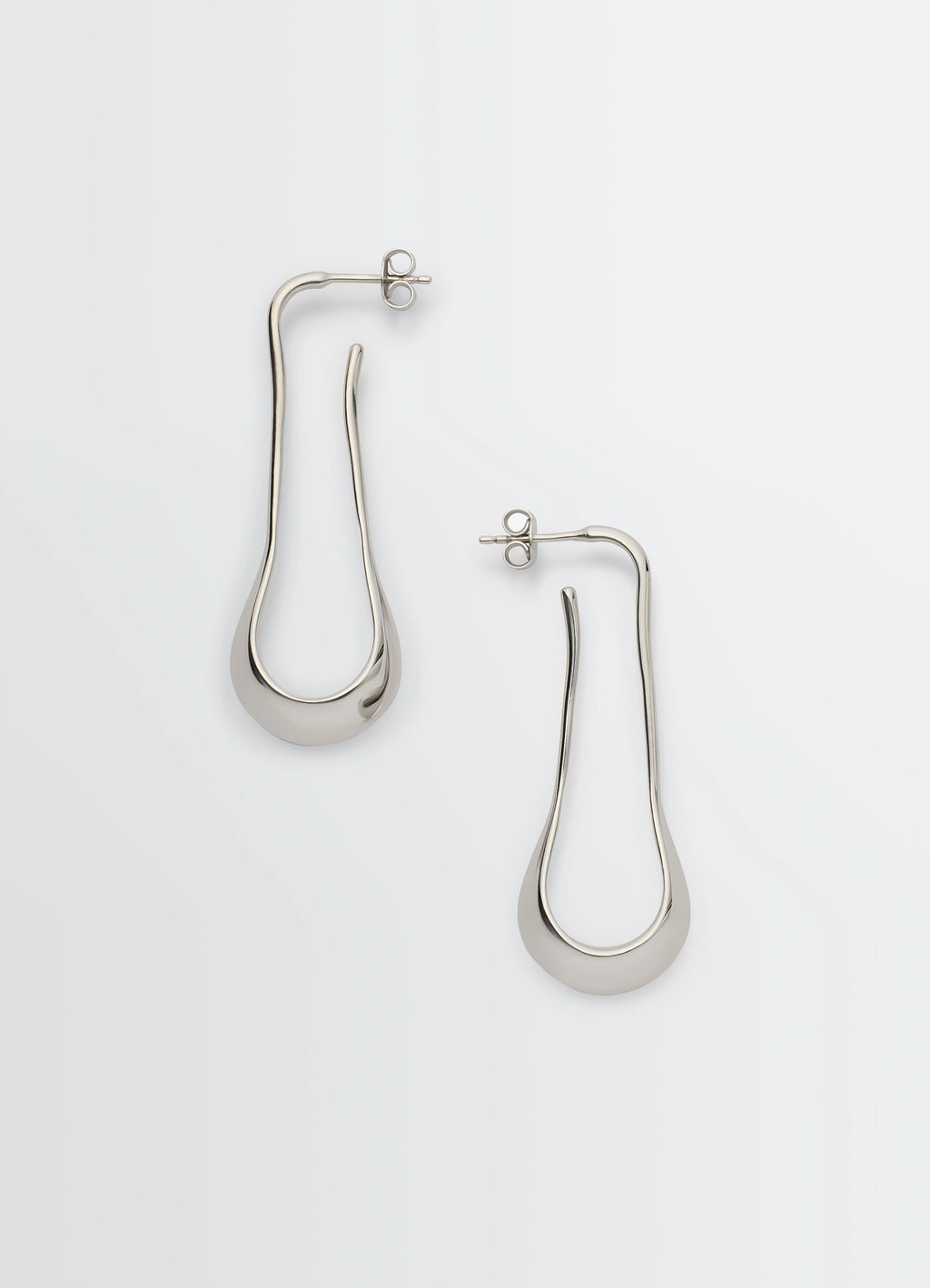Lemaire Signature Drop Earrings in Rhodium-plated Silver, product shot, Top view Drop style