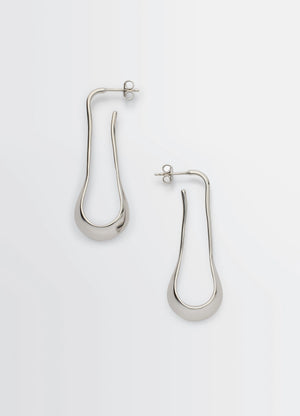 Lemaire Signature Drop Earrings in Rhodium-plated Silver, product shot, Top view Drop style