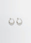 Lemaire Curved Mini Drop Earrings in Rhodium-Plated Silver, product shot, Front View Curved Drop-Shaped Design