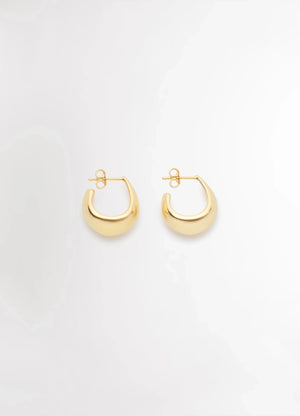 Lemaire Curved Mini Drop Earrings in Gold Vermeil, product shot, Front view Drop-shaped design