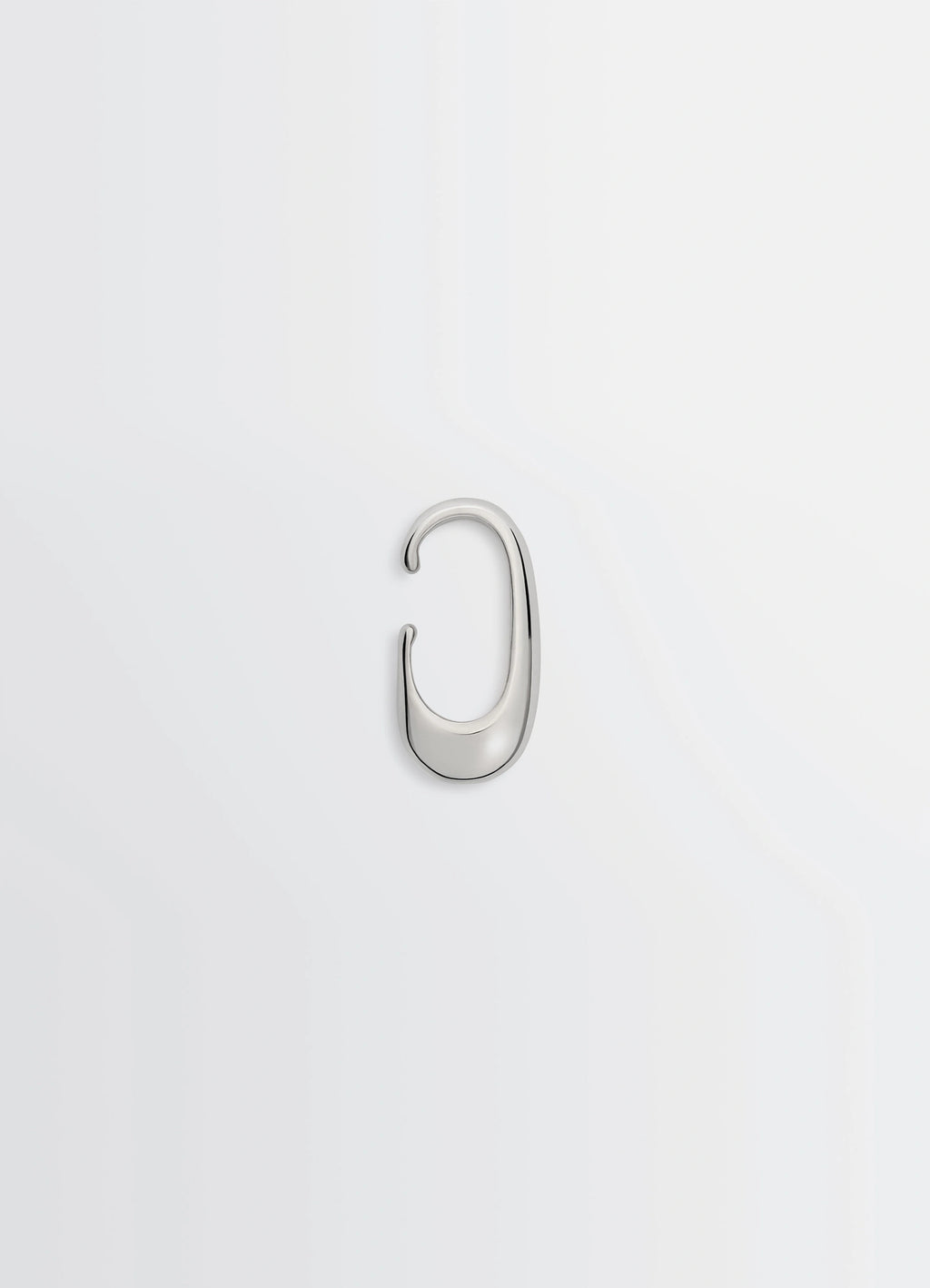 Lemaire Long Drop Earcuff in Rhodium-Plated Silver, product shot, Front view Drop-shaped design