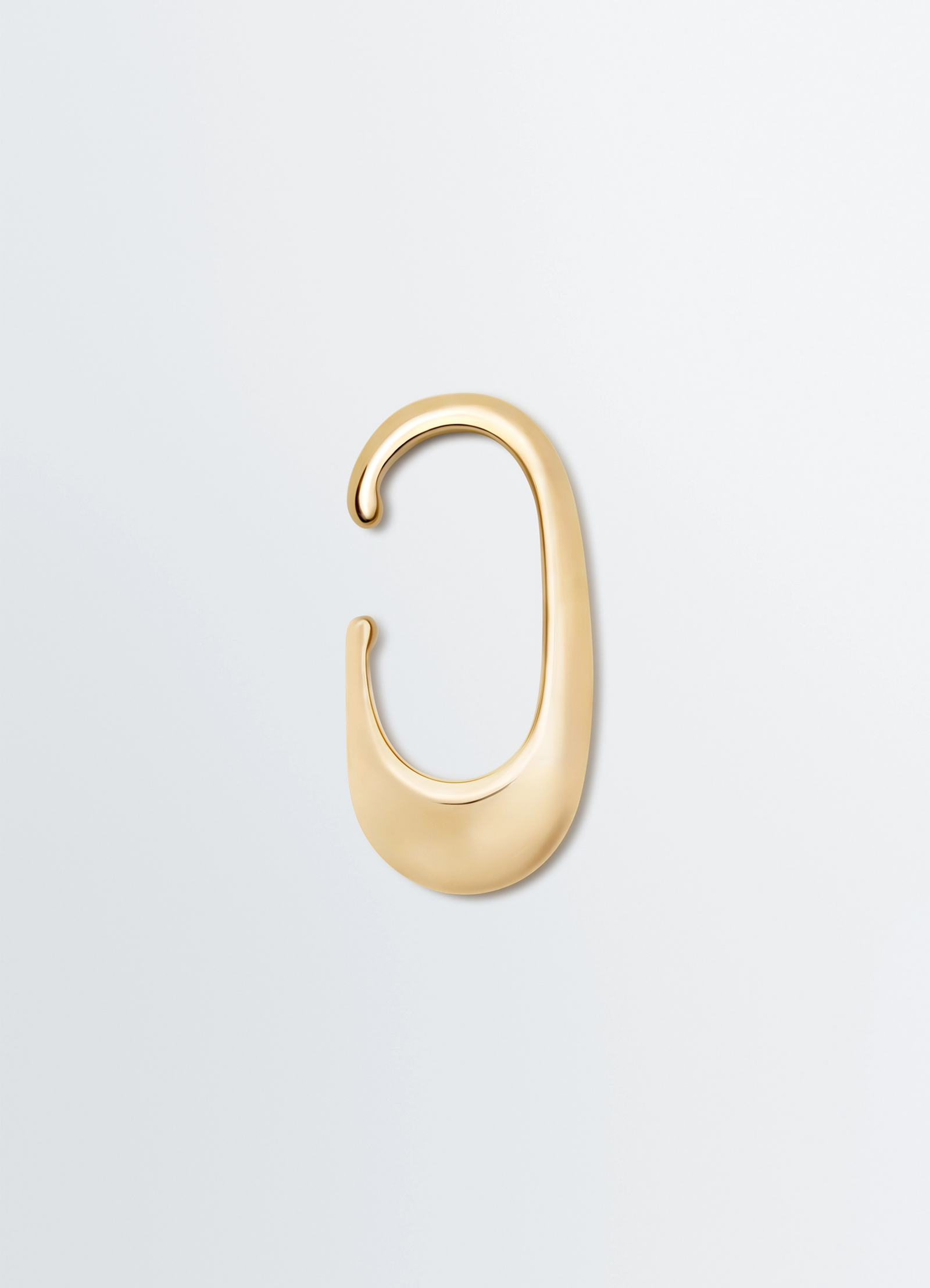 Long drop earcuff in vermeil, product shot, front view drop-shaped design