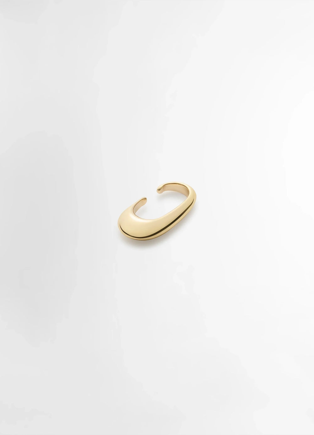 Lemaire Long Drop Earcuff in Vermeil, product shot, bottom angled view contoured sleek finish