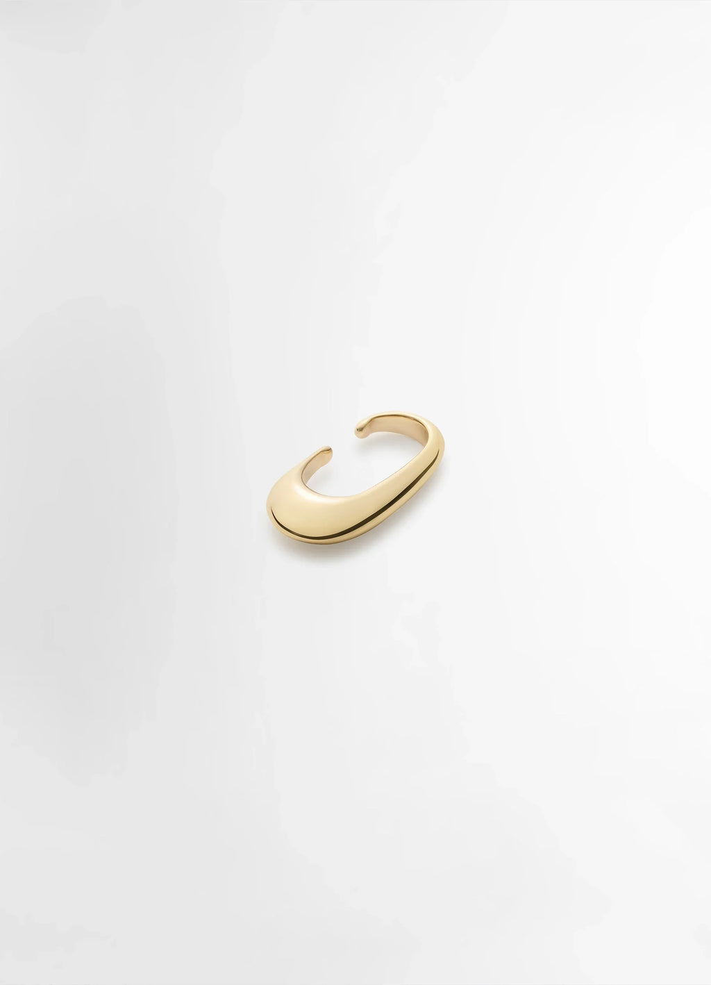 Lemaire Long Drop Earcuff in Vermeil, product shot, bottom angled view contoured sleek finish
