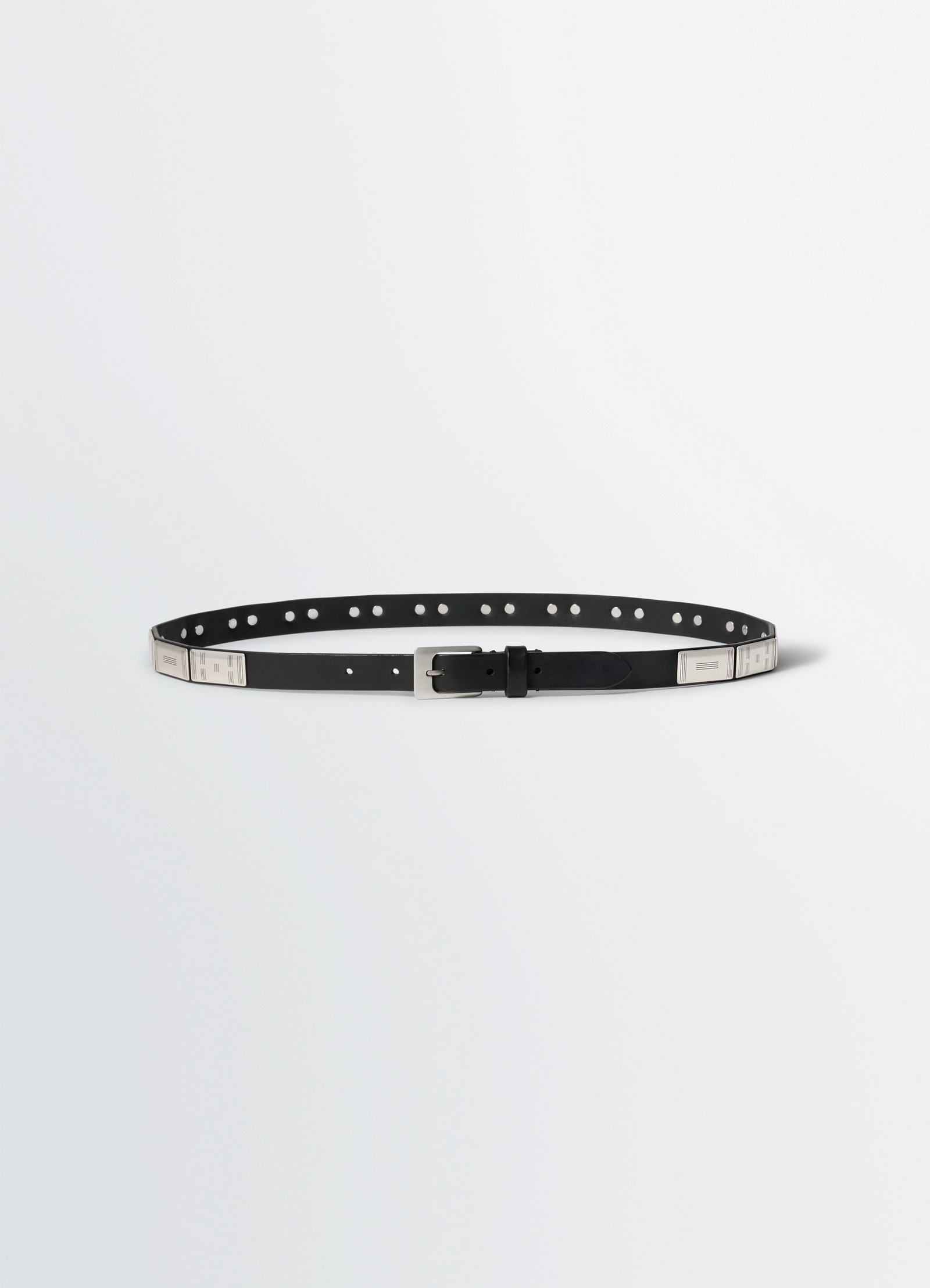 Buffalo studs belt 20 mm in leather, product shot, front view decorative studs