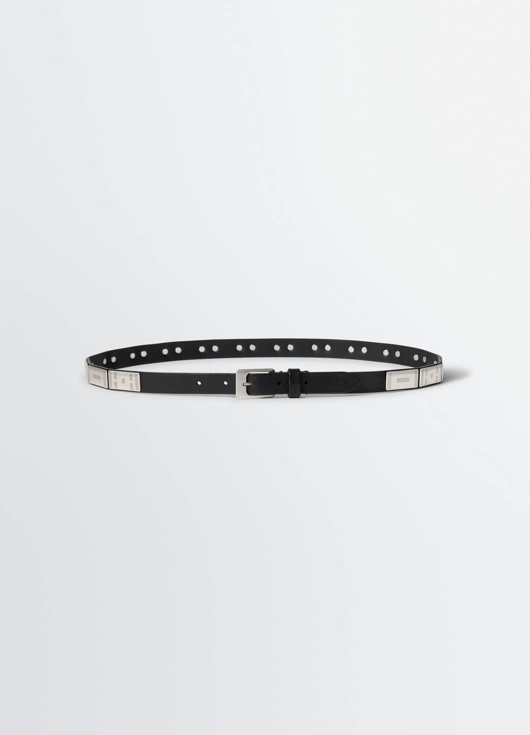 BUFFALO STUDS BELT 20 MM in Leather, product shot, Front view Decorative studs