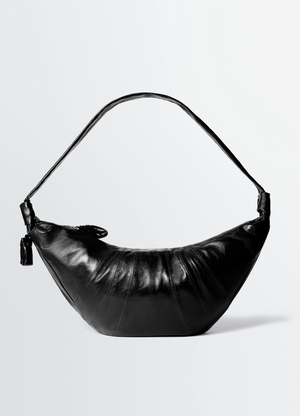 LARGE CROISSANT BAG IN COATED COTTON - Black - Coated Cotton
