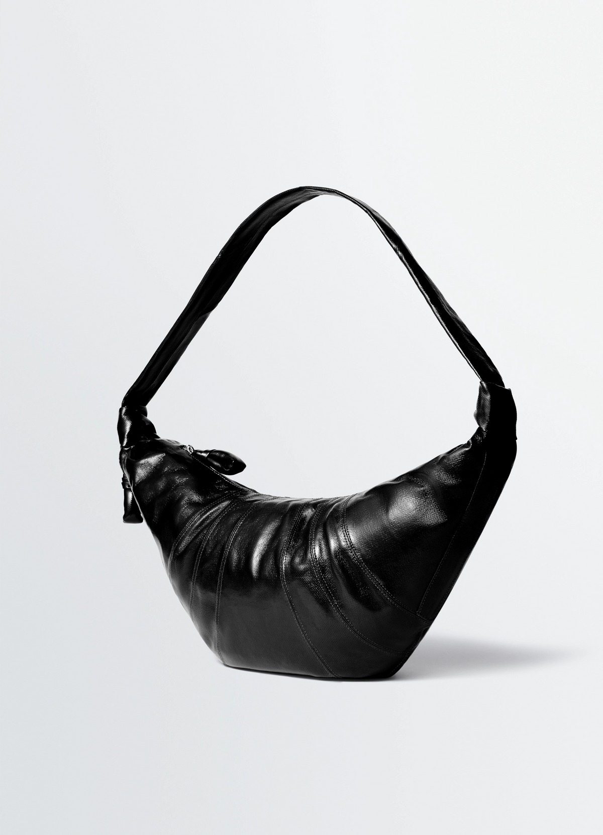 LARGE CROISSANT BAG IN COATED COTTON - Black - Coated Cotton