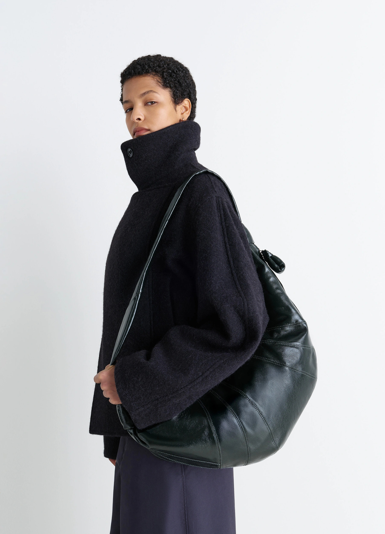 LARGE CROISSANT BAG IN COATED COTTON - Forest - Coated Cotton LARGE CROISSANT BAG IN COATED COTTON - Forest - Coated Cotton