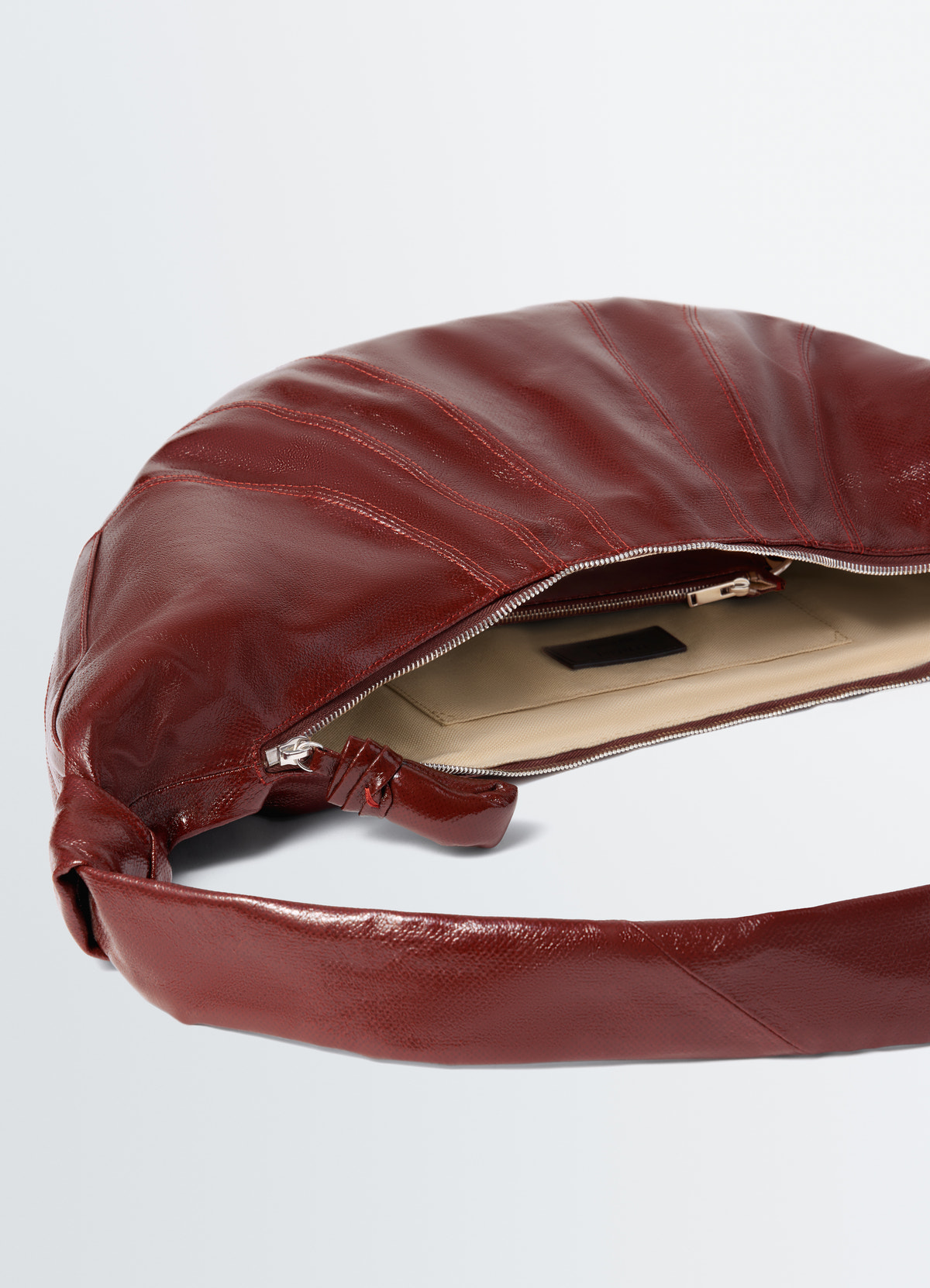 Large croissant bag in coated cotton