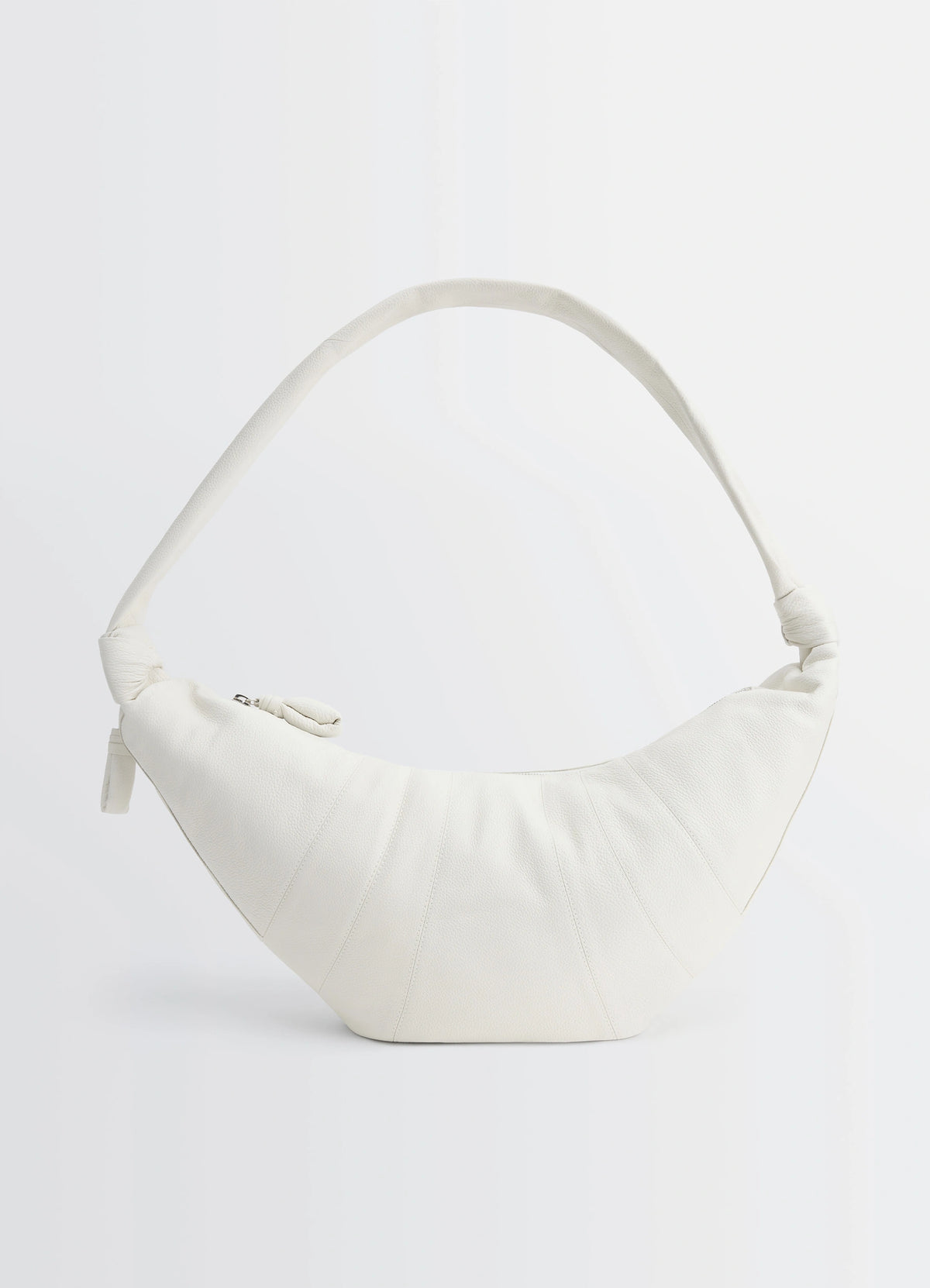 Lemaire Large Croissant Bag in Soft Grained Leather, product shot, Front view Side knot finish