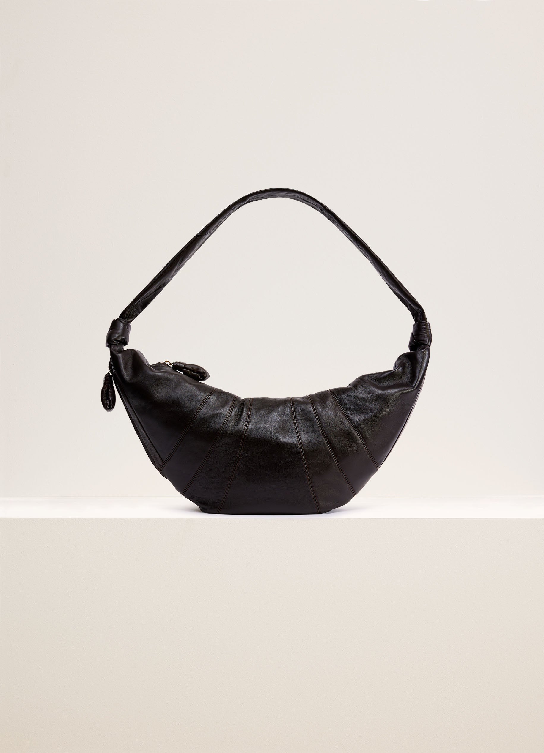 Dark Chocolate Large Croissant Bag in Soft Nappa Leather | LEMAIRE