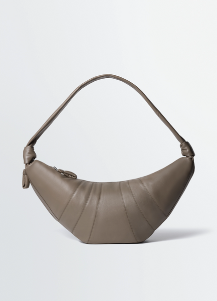 LARGE CROISSANT BAG IN LEATHER - Dark Khaki - Soft Nappa Leather