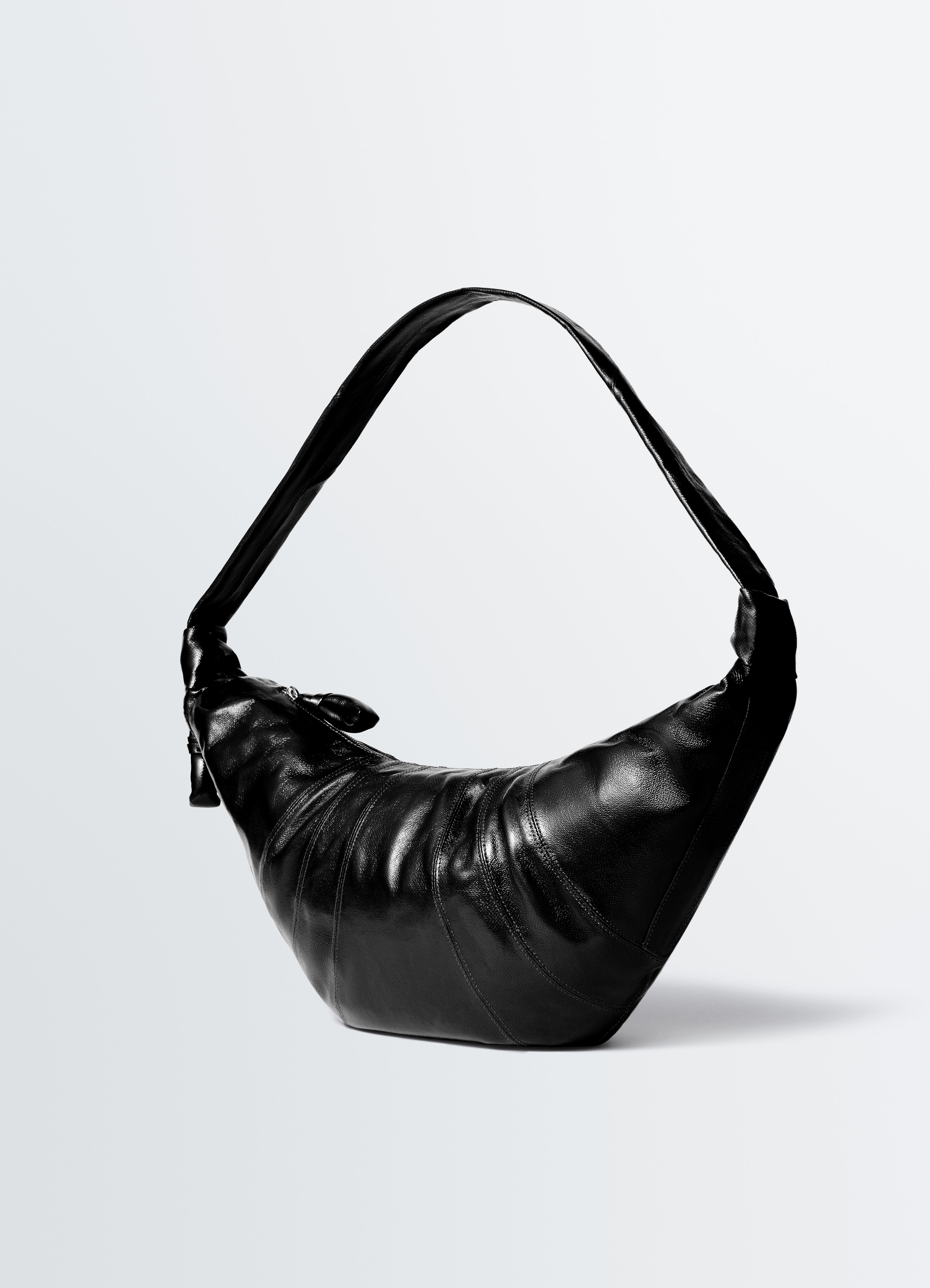 LARGE CROISSANT BAG IN COATED COTTON - Black - Coated Cotton