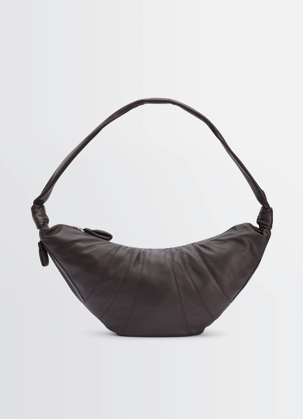 Lemaire Large Croissant Bag in Grained Leather, product shot, front view structured top handle