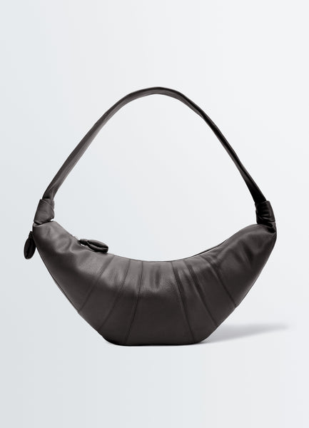 LARGE CROISSANT BAG IN LEATHER - Dark Chocolate - Soft Grained