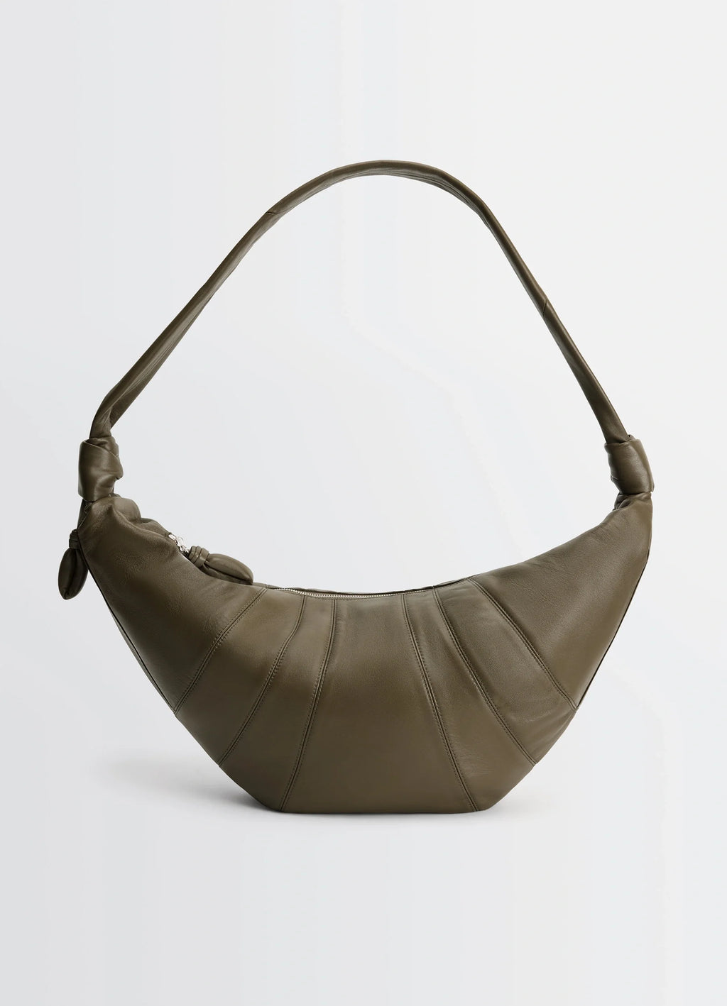 Lemaire Large Croissant Bag in Nappa Lamb Leather, product shot, top view knot detail on strap