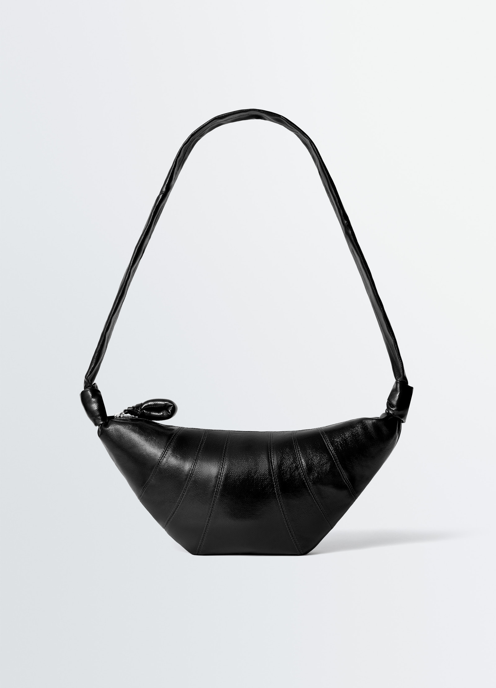 Medium croissant bag in coated cotton, product shot, front view supple curve design